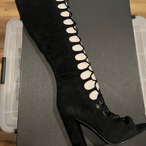 Kendall & Kylie Black Lace-Up Heeled Boots